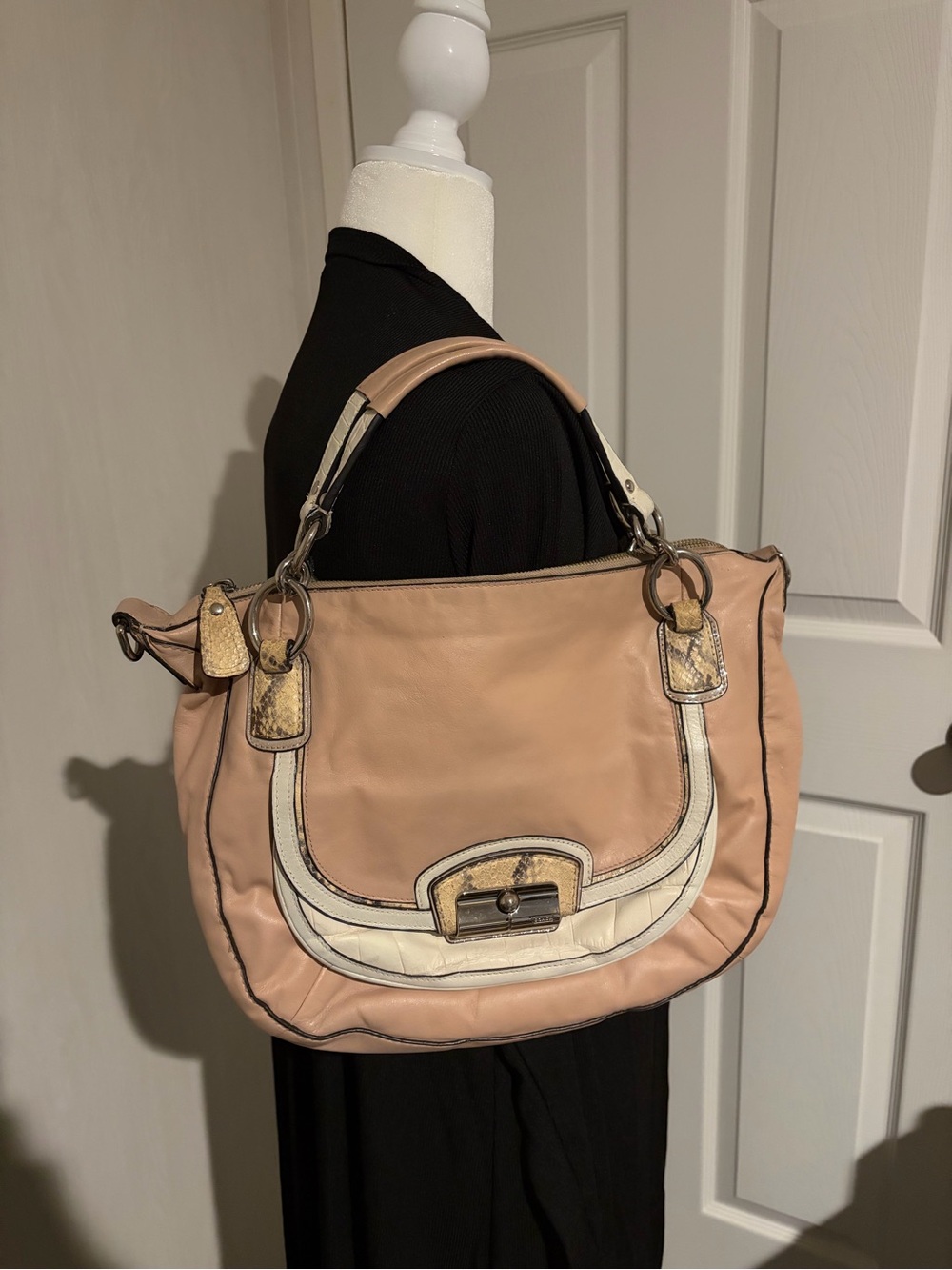 Coach Kristin shoulder bag, snake print, missing long strap and hangtag